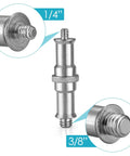 Two Pack One Quarter Inch To Three Eighths Inch Metal Male Threaded Adapter Spigot Stud For Studio Light Stands ST24 close-up