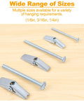 Heavy Duty Butterfly Anchors Kit With Toggle Bolts And Screws, 28Pcs Metal Drywall Anchors Set for 1/8, 3/16, 1/4 Inch displayed on wood