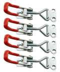 Durable latch set with metal clip and plastic grip handle provides a secure, comfortable grip; small side-mount toggle clamps, 4-pack