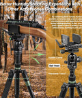 All Metal 36mm Tripod Ball Head for Rifle Rests and Shooting Sticks installed on a rifle with saddle clamp in a wooded setting