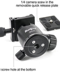 All Metal 36mm Tripod Ball Head for Rifle Rests with Arca Swiss Quick Release Plate, showing 1/4 screw and 3/8 thread mount