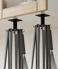 2 Pcs Under Cabinet Metal Utensil Hanger with 6 Rotatable Claws installed under wooden cabinet