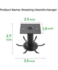 2 Pcs Under Cabinet Metal Utensil Hanger with 6 Rotatable Claws dimensions diagram