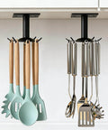 Utensil Hooks, 2 Pack Metal Kitchen Utensil Hangers Rack 360° Rotating Under Cabinet Utensil Hooks Top Mounted with 6 Rotatable Claws