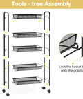 Assembly guide for Five Tier Metal Utility Cart On Wheels With Three Hooks For Kitchen Bathroom And Laundry Room Storage Easy Assembly Mobile Trolley Perfect For Home Office Garage Or Studio Organizing Durable Steel Shelving Unit With Sturdy Wheels TOOLF