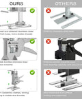 Comparison chart featuring 2Pcs Metal Labor Saving Arm Jack vs others, highlighting stainless steel build and load stability.