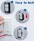 Installation of metal wall plate spacers for flush fit devices showing steps and usage on electrical outlets.
