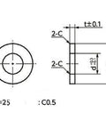 Technical drawing of 10-Pack SWAS-10-25-5-AW NBK Stainless Steel Adjust Metal Washer -Made in Japan- with dimensions.