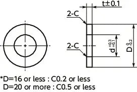 Technical drawing of SWAS-6-25-2-AWBK NBK Stainless Steel Black Adjust Metal Washer - Made in Japan.