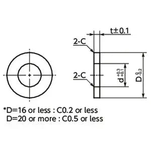 Technical drawing of SWA-8-25-3-AWEL NBK Adjust Metal Washer - Steel - Electroless Nickel Plating Made in Japan specifications.