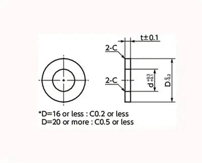 SWA-8-25-2-AW NBK Adjust Metal Washer - Steel specifications diagram with dimensions and tolerances.