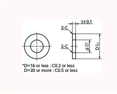 SWA-5-20-2-AW NBK Adjust Metal Washer - Steel dimensions diagram highlighting size specifications - Made in Japan.