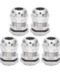 Heavy Duty Metal Waterproof Cable Gland M16 for 4-8mm Wires, Pack of 5, featuring adjustable clamp joints with rubber seal.