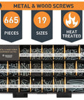 2251 Piece Hardware Assortment Kit with Screws Nuts Bolts and Washers Featuring 3 Stackable Trays 62 Sizes including metal and wood screws.