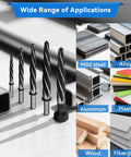 Five Piece M2 HSS Taper Chucking Reamer Set Pro Grade For Metalworking By Makerfire displayed with material samples