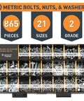 2251 Piece Hardware Assortment Kit with Screws Nuts Bolts and Washers Featuring 3 Stackable Trays 62 Sizes Including Metric Bolts and Washers