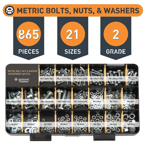 2251 Piece Hardware Assortment Kit with Screws Nuts Bolts and Washers Featuring 3 Stackable Trays 62 Sizes Including Metric Bolts and Washers