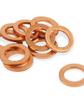 Metric Copper Crush Washer 10mm I.D Pack Of 10 For Sealing, copper washers arranged on a white background