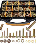820 Piece Metric Flange Bolt And Nut Kit With Washers Yellow Zinc M6x1.0 M8x1.25 M10x1.5 M12x1.75 16 Sizes in case