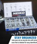 Grease Fittings Kit With 135-Piece Metric Zerk Assortment For M6-1, M8-1, M10-1.5, Pro Grade Straight And Angled Zerks by NEIKO