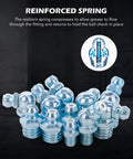All In One 150 Piece Metric Grease Fittings Kit With reinforced spring hydraulic zerk fittings in galvanized steel by ZELCAN
