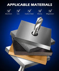Drill bit penetrating stacked metal sheets, applicable to aluminum, iron, carbon steel, bronze, magnesium materials.