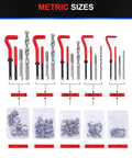 Complete Metric Helicoil Thread Repair Kit For Automotive Engine And Industrial Machinery Including 156 Piece Set With Drill Bits Taps High Strength Wire Inserts Installation And Break Off Tools In Common Sizes M5 M6 M8 M10 M12 From Kolvoii layout with tools and inserts