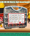 Metric Hex Bolts And Nuts Assortment Kit Grade 8.8 Zinc Plated M4 M5 M6 M8 fasteners in storage case