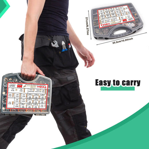 Person carrying Metric Hex Bolts And Nuts Assortment Kit Grade 8.8 Zinc Plated M4 M5 M6 M8 in storage case