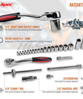 Grab-And-Go 67-Piece Metric Auto Mechanic Tool Set For Cars, Motorcycles, Trucks, Boats, RVs And Jeeps with sockets and ratchet