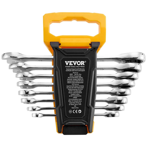 Go To Eight Piece Metric Ratcheting Wrench Set With Organizer Rack Cr V Steel 8 Mm To 19 Mm 72 Tooth Ratcheting Quick Release Wrenches