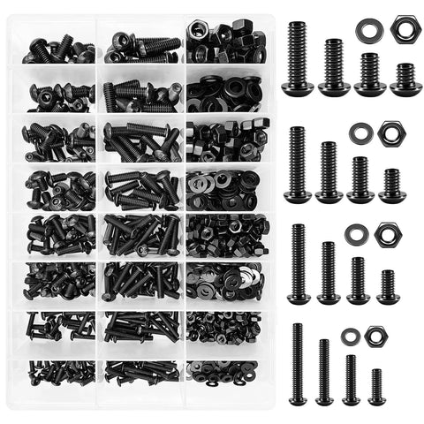 Metric Screw Assortment Kit For M3 M4 M5 M6 Bolts With Grade 10.9 Alloy Steel Hex Socket Head Screws Nuts And Flat Washers