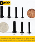 Metric Screw Assortment Kit For M3 M4 M5 M6 Bolts shown with a penny for size comparison, black Grade 10.9 alloy steel.
