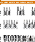 46 Piece One Quarter Inch Drive Socket Ratchet Wrench Set With Bit Sockets Metric Extension Bar And Storage Case For Auto Repair And Household Use Durable Chrome Vanadium Steel Thick Walled Sockets