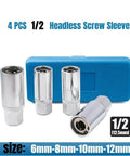Heavy Duty Stud Extractor Set For Broken Stud Removal, 4 Piece Metric Stud Remover Kit With 6mm, 8mm, 10mm, 12mm Sockets