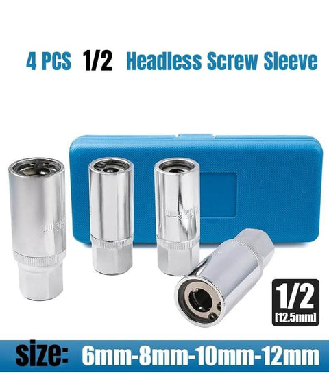 Heavy Duty Stud Extractor Set For Broken Stud Removal, 4 Piece Metric Stud Remover Kit With 6mm, 8mm, 10mm, 12mm Sockets