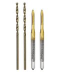 Metric Tap & Drill Bit Set, 2pcs M2 x 0.4 Spiral Point Thread Taps Titanium Coated and 2pcs 1.6mm Twist Drill Bits Roasted Yellow