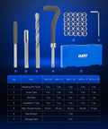 Thread Repair Kit, Metric Helicoil Repair Kit with HSS Drill Bits Thread Inserts Taps, installation tools, and storage case.