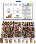 200 Piece Metric Threaded Wood Inserts Kit M4 M5 M6 M8 M10 With Flanged Hex Socket Drive in open case