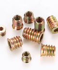 Assorted pieces from 200 Piece Metric Threaded Wood Inserts Kit M4 M5 M6 M8 M10 with flanged hex socket drive zinc plated finish
