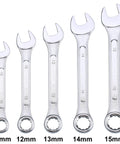Set of five open-end wrenches from the 175 Piece All Purpose Tool Kit In Durable Toolbox Case For Home Auto Garage Travel Emergency DIY Projects And Everyday Repairs Perfect Housewarming Gift For DIYers, sizes 10mm to 15mm.