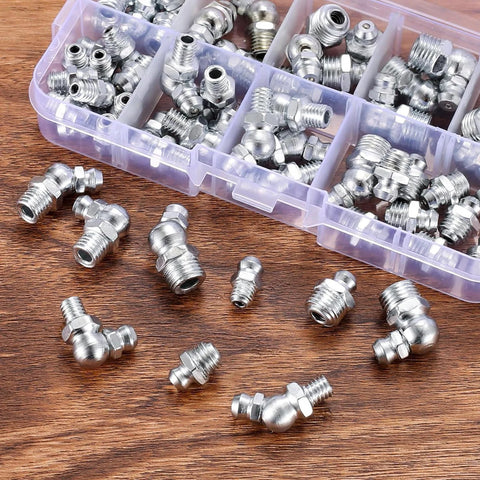 60 Piece Metric Grease Fittings Kit for Grease Guns and Mechanical Lubrication Pro Grade Heavy Duty Zerk Fittings in case