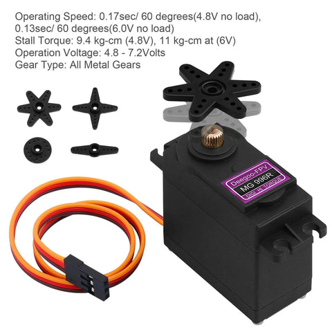[2-Pack] MG996R 55g Metal Gear Torque Digital Servo Motor with accessories displayed