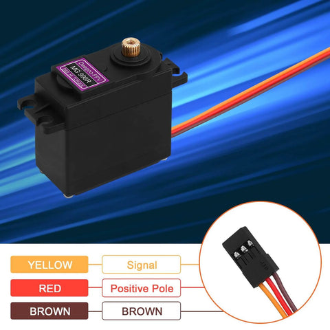 [4-Pack] MG996R 55g Metal Gear Torque Digital Servo Motor for Futaba JR RC Helicopter Car Boat Robot with wiring diagram