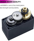 Close-up of MG996R servo metal gears showing durability and quality in 4Pack MG996R 55g Digital RC Servo Motors High Torque Metal Gear Servo.