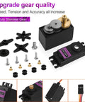 [4-Pack] MG996R 55g Metal Gear Torque Digital Servo Motor kit showing metal gears and parts for RC helicopters and robots