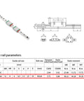 Diagram and table of Two Pack Linear Rail Sliding Block HGH12H Guide Rail Slider Bearing For CNC Machines with size specifications