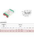 Two Pack Linear Rail Sliding Block HGH12H Guide Rail Slider Bearing For CNC Machines specifications with measurements.