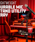 Microphone Stand Accessory Tray With Drink Holder And Guitar Pick Tab For Easy Access During Performances, 12 By 7 Inches, Fits Stands Up To 1.38 Inches Diameter