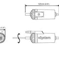 Technical diagram of Micro System Automatic Motorcycle Chain Lubrication Kit dimensions with Scorpion Dual Injector Twin Feed shown